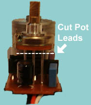 Where to cut Pot on a Futaba S3003 servo